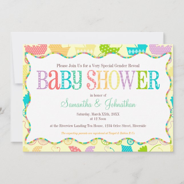 Stroller Chic Gender Reveal Baby Shower Invitation (Front)