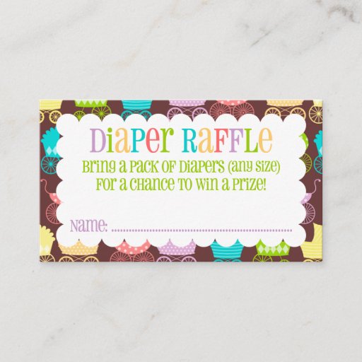Customizable Stroller Chic Rainbow &amp; Brown Diaper Raffle Ticket Business Card