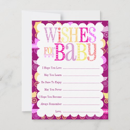 Stroller Chic "Wishes For Baby" (Girly) Invitations
