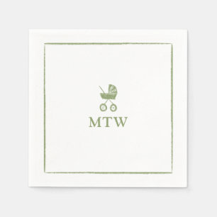 Stroller Monogram Napkins Baby Shower