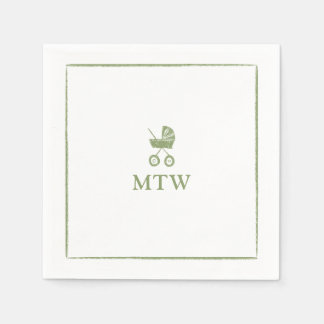 Stroller Monogram Napkins Baby Shower