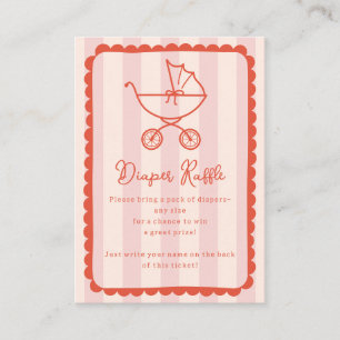 Stroller Scalloped Pink Baby Shower Diaper Raffle Enclosure Card
