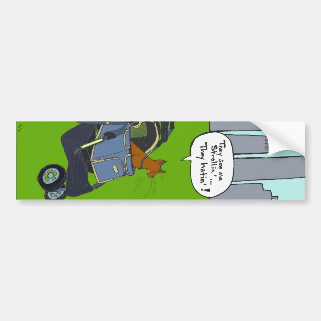 Strollercat Cartoon Sticker (Front)