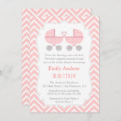 Strollers Twin Girl Baby Shower Invitations (Front/Back)