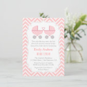 Strollers Twin Girl Baby Shower Invitations (Standing Front)
