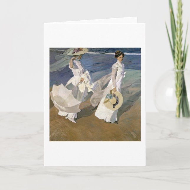 Strolling along the Seashore, 1909 Holiday Card (Front)