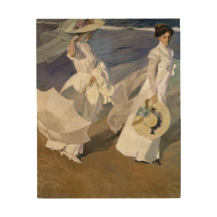 Strolling along the Seashore, 1909 Wood Wall Art