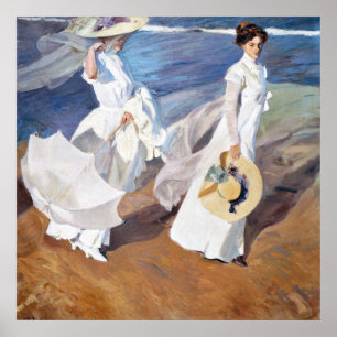 Strolling along the Seashore by Joaquin Sorolla Poster