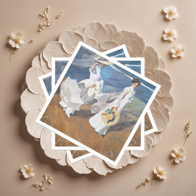 Strolling along the Seashore, Joaquín Sorolla  Napkins (Creator Uploaded)