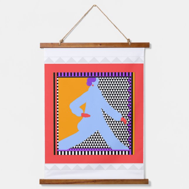 Strolling Figure In Blue Hanging Tapestry (Front)
