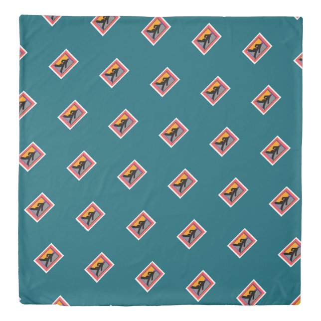 Strolling Lady In Black Teal  Duvet Cover (Front)