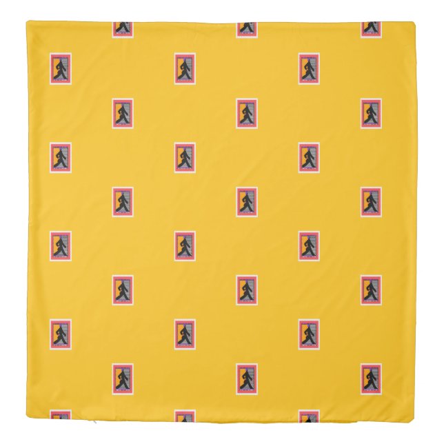 Strolling Lady In Black Yellow Duvet Cover (Back)
