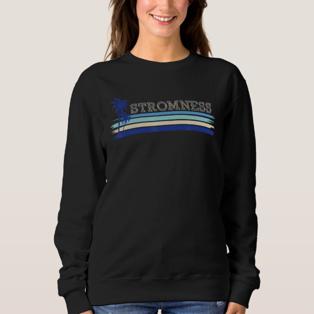 Stromness Orkney Seaside Holiday Retro Surf Palm T Sweatshirt (Front)