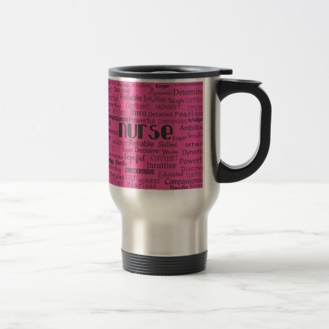 Strong Adjectives of a Nurse Pink Travel Mug (Right)