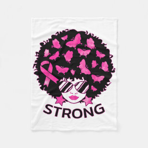 Strong African American Woman Breast Cancer Awaren Fleece Blanket