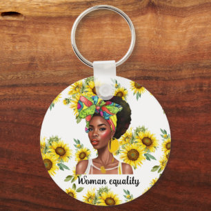 Strong african bla k woman ,woman equality day keychain