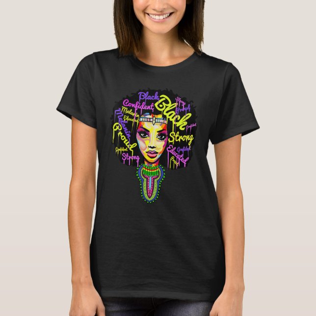 Strong African Queen for Women Proud Black History T-Shirt (Front)