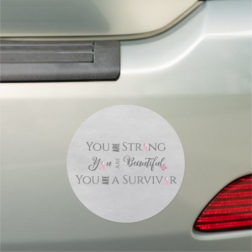 Strong and Beautiful  Breast Cancer Survivor Car Magnet