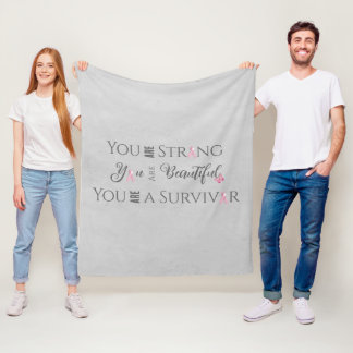 Strong and Beautiful | Breast Cancer Survivor Fleece Blanket