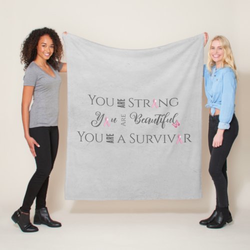 Strong and Beautiful  Breast Cancer Survivor Fleece Blanket