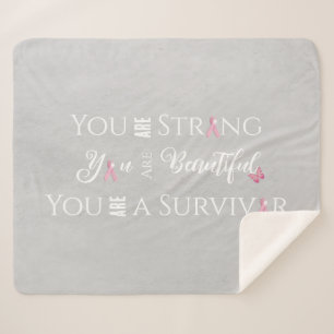 Strong and Beautiful Breast Cancer Survivor Sherpa Blanket
