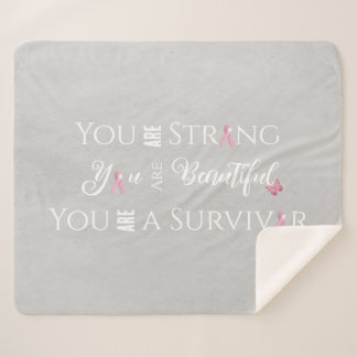 Strong and Beautiful | Breast Cancer Survivor Sherpa Blanket