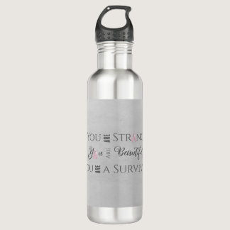 Strong and Beautiful | Breast Cancer Survivor Stainless Steel Water Bottle