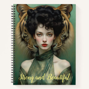 Strong and Beautiful, Woman With Tiger Notebook