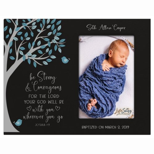 Strong and Courageous Blue Leaves Picture Frame