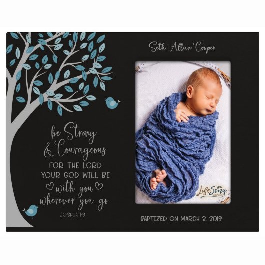 Strong and Courageous Blue Leaves Picture Frame (Front)