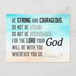 Strong and Courageous Joshua 1:9 Bible Verse Postcard