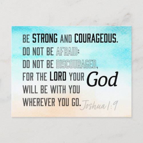 Strong and Courageous Joshua 19 Bible Verse Postcard