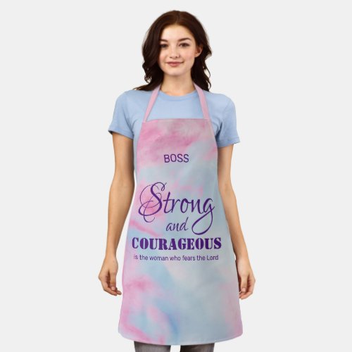 STRONG AND COURAGEOUS Woman  Monogram Apron
