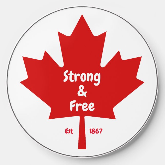 "Strong and Free" Maple Leaf Wireless Charger (Front)