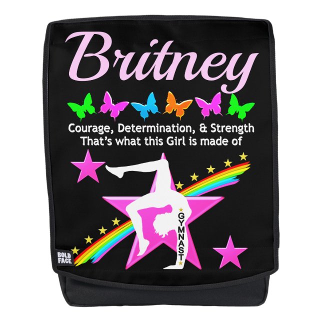 STRONG AND POWERFUL GYMNAST PERSONALIZED BACK PACK (Front)