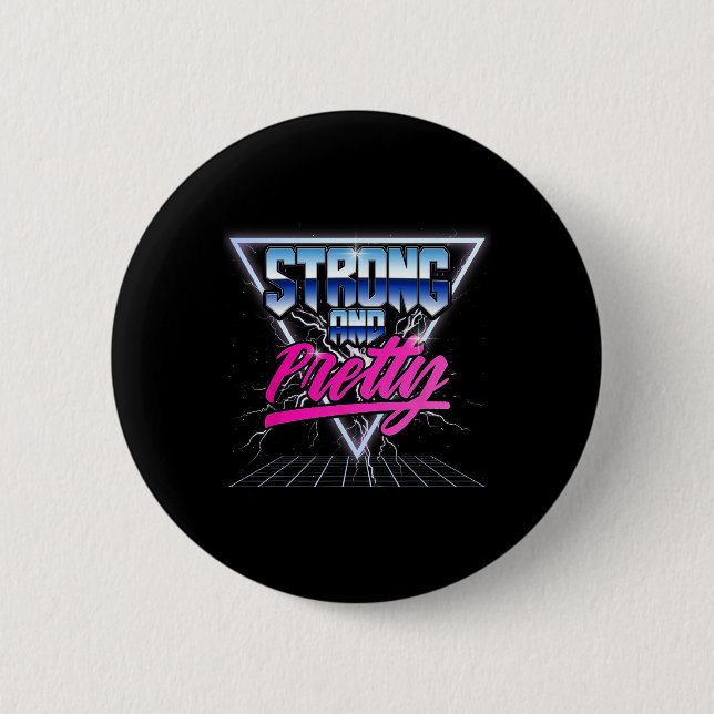 Strong And Pretty 90s 80s Vaporwave Bodybuilding G Button (Front)