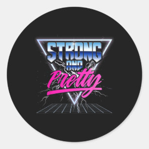 Strong And Pretty 90s 80s Vaporwave Bodybuilding G Classic Round Sticker