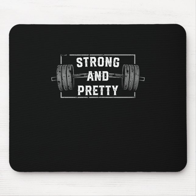 Strong And Pretty Funny Gym Quotes Tank Top Mouse Pad (Front)