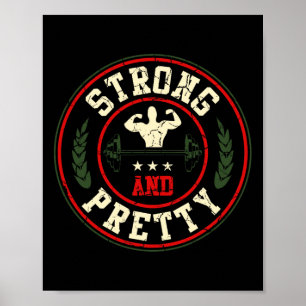 Strong And Pretty Gym Workout Bodybuilding Barbell Poster