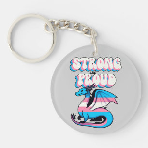 Strong And Proud - Transgender Pride Dragon Keychain