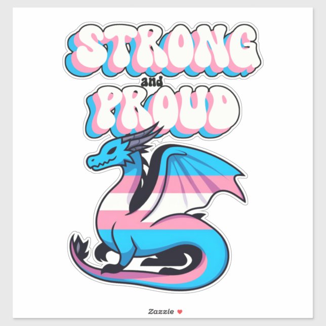 Strong And Proud - Transgender Pride Dragon Sticker (Sheet)