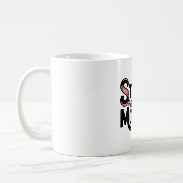 Strong as a Mother Black and Pink Mom Holding Baby Coffee Mug (Left)
