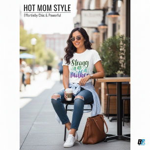 Strong as a Mother Black Modern Script T-Shirt