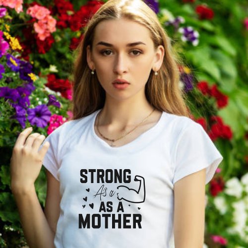 Strong as a Mother Black Modern Script T_Shirt