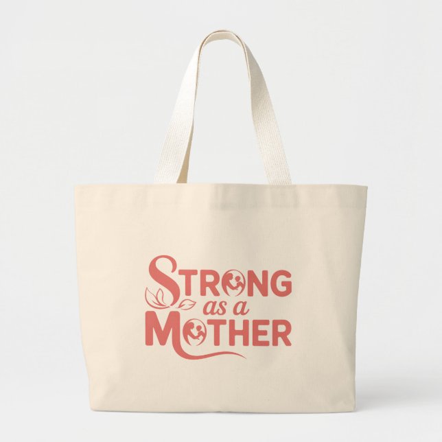 Strong as a Mother Pink – Feminist Quote Eco Bag (Front)