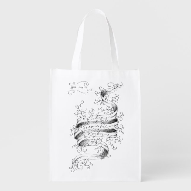 Strong, Beautiful & Brave Grocery Bag (Front)