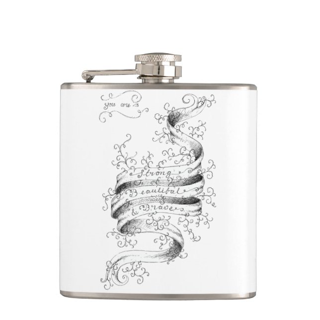 Strong, Beautiful & Brave Hip Flask (Front)