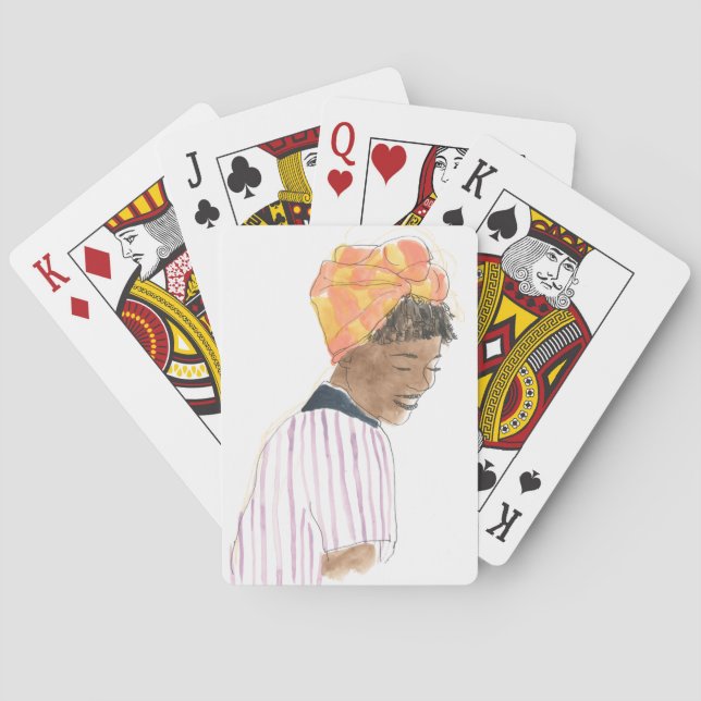 Strong & Beautiful Woman Smiling Poker Cards (Back)