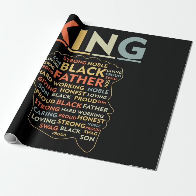 Strong Black King African American Natural Afro Wrapping Paper (Unrolled)