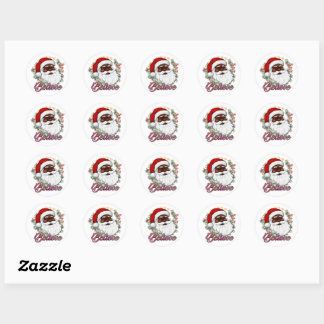 Strong Black Santa Melanin Chrismas Claus Men Classic Round Sticker